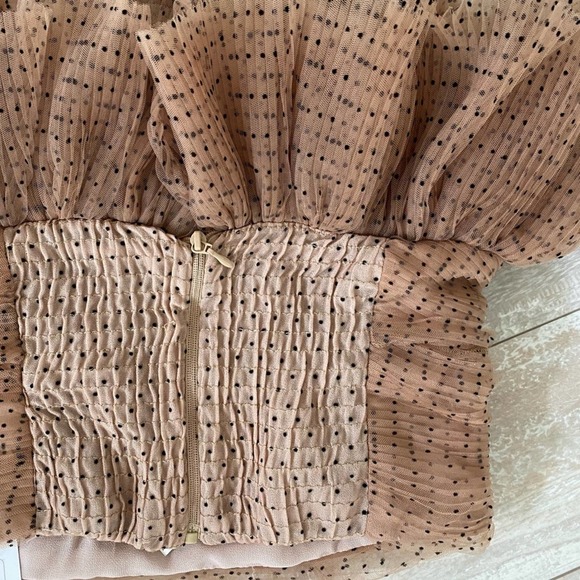 NWT Zara Nude Polka Dot Tulle Ruffle Top Size XS - Picture 10 of 11